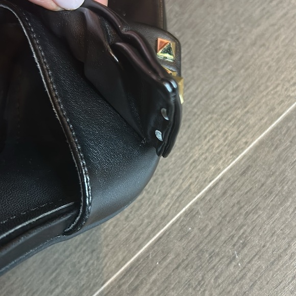 Cape Robbin Darian Slip On Black Open Toe High Heel Clogs with Gold Studs NEW - Picture 13 of 17